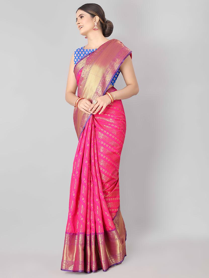 jacquard banarasi saree with blouse - 17690814 - Zoom Image - 2