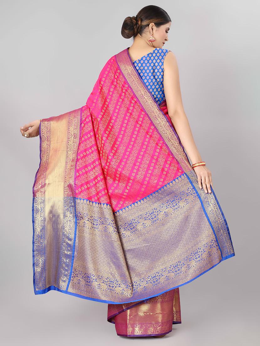 jacquard banarasi saree with blouse - 17690814 - Zoom Image - 3