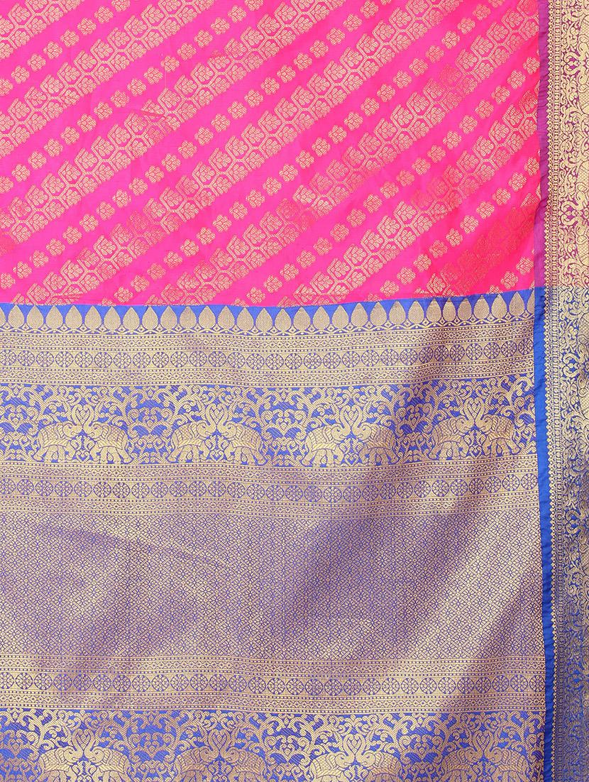 jacquard banarasi saree with blouse - 17690814 - Zoom Image - 5