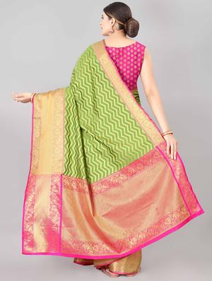 jacquard banarasi saree with blouse - 17690821 - Standard Image - 3