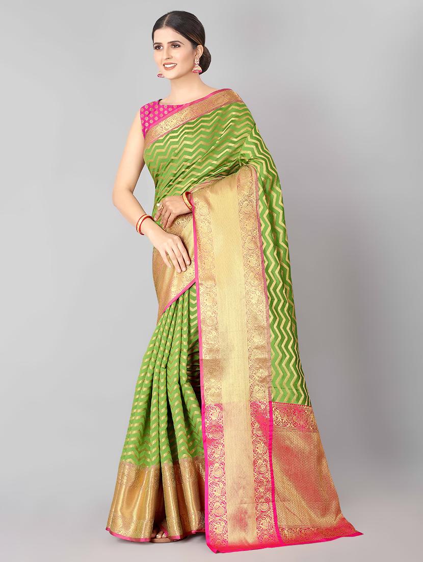 jacquard banarasi saree with blouse - 17690821 - Zoom Image - 2