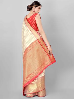 jacquard banarasi saree with blouse - 17690826 - Standard Image - 3