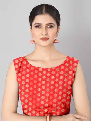 jacquard banarasi saree with blouse - 17690826 - Standard Image - 4