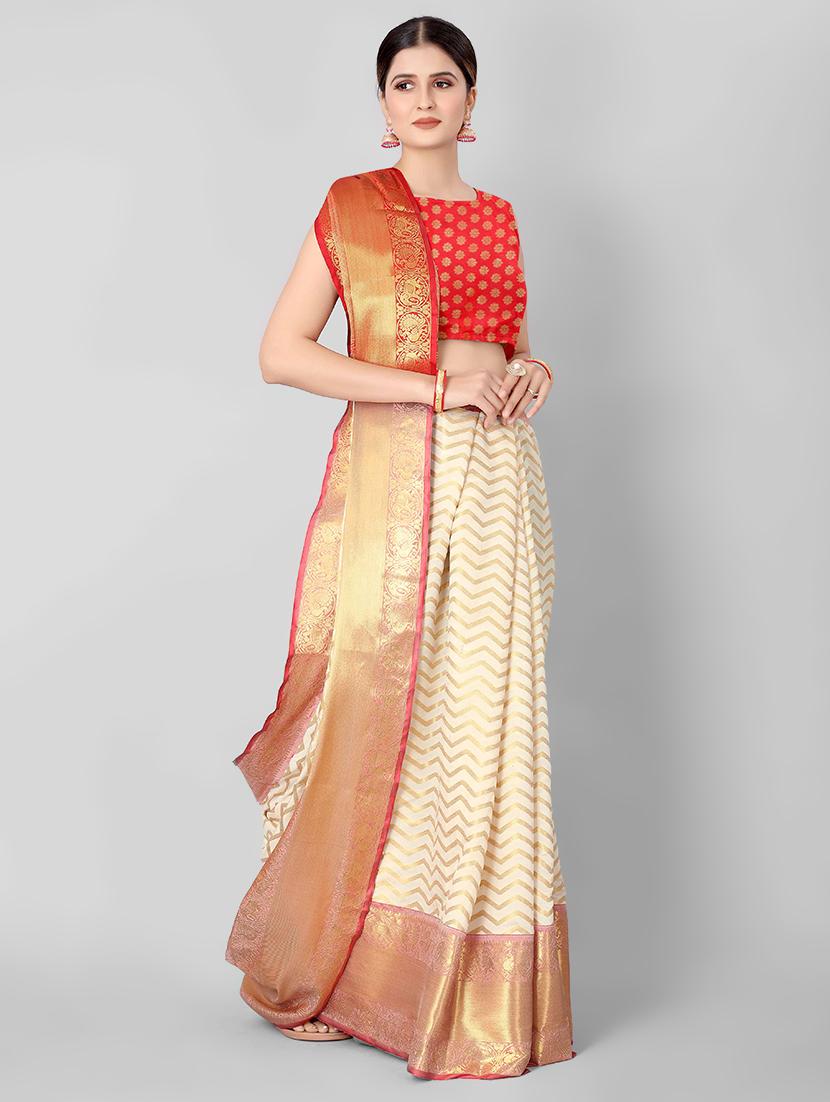 jacquard banarasi saree with blouse - 17690826 - Zoom Image - 2