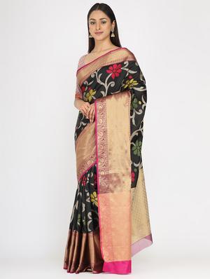self design woven saree with blouse - 17691008 - Standard Image - 2
