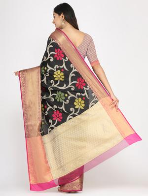 self design woven saree with blouse - 17691008 - Standard Image - 3