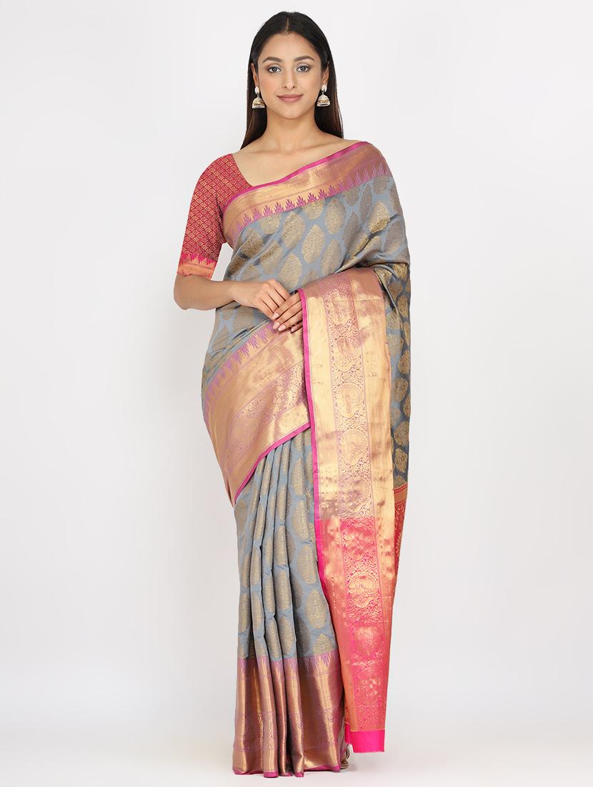 zari work banarasi saree with blouse - 17691009 - Zoom Image - 2