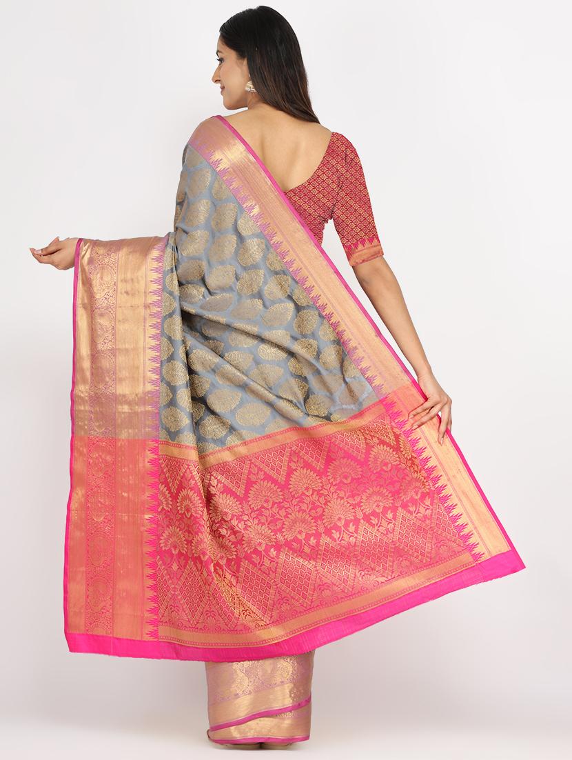 zari work banarasi saree with blouse - 17691009 - Zoom Image - 3