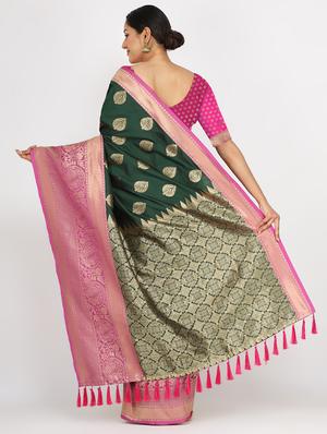 zari work banarasi saree with blouse - 17691017 - Standard Image - 3