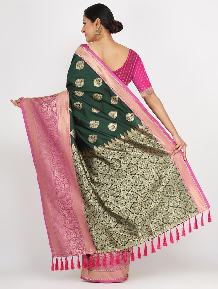 zari work banarasi saree with blouse - 17691017 - Zoom Image - 3