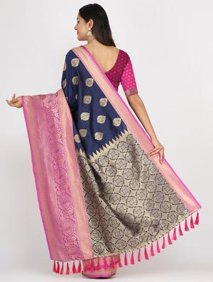 zari work banarasi saree with blouse - 17691019 - Standard Image - 3