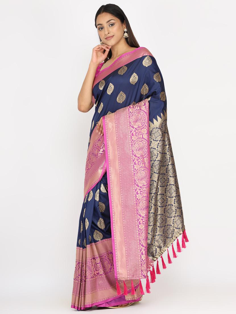 zari work banarasi saree with blouse - 17691019 - Zoom Image - 2