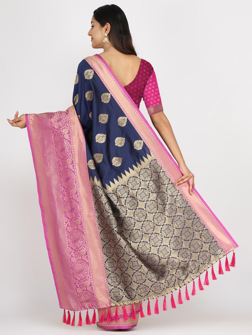 zari work banarasi saree with blouse - 17691019 - Zoom Image - 3