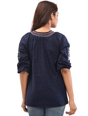 tie up neck embroidered top - 17691034 - Standard Image - 3