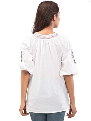 tie up neck embroidered top - 17691038 - Standard Image - 3