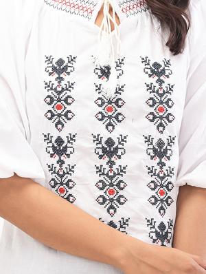 tie up neck embroidered top - 17691038 - Standard Image - 5