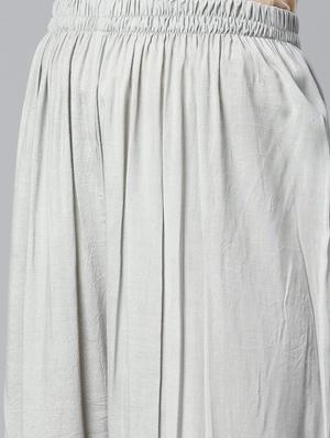 grey chanderi kurta palazzo set - 17691046 - Standard Image - 4