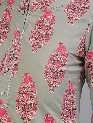 green cotton kurta skirt set - 17691052 - Standard Image - 3