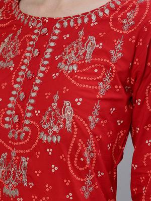 red cotton kurta sharara set - 17691055 - Standard Image - 3