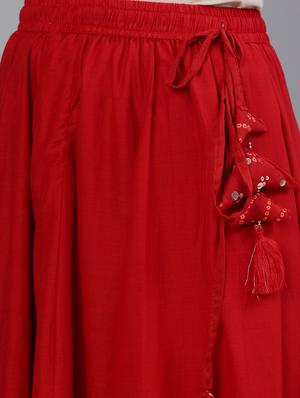 red cotton kurta sharara set - 17691055 - Standard Image - 4