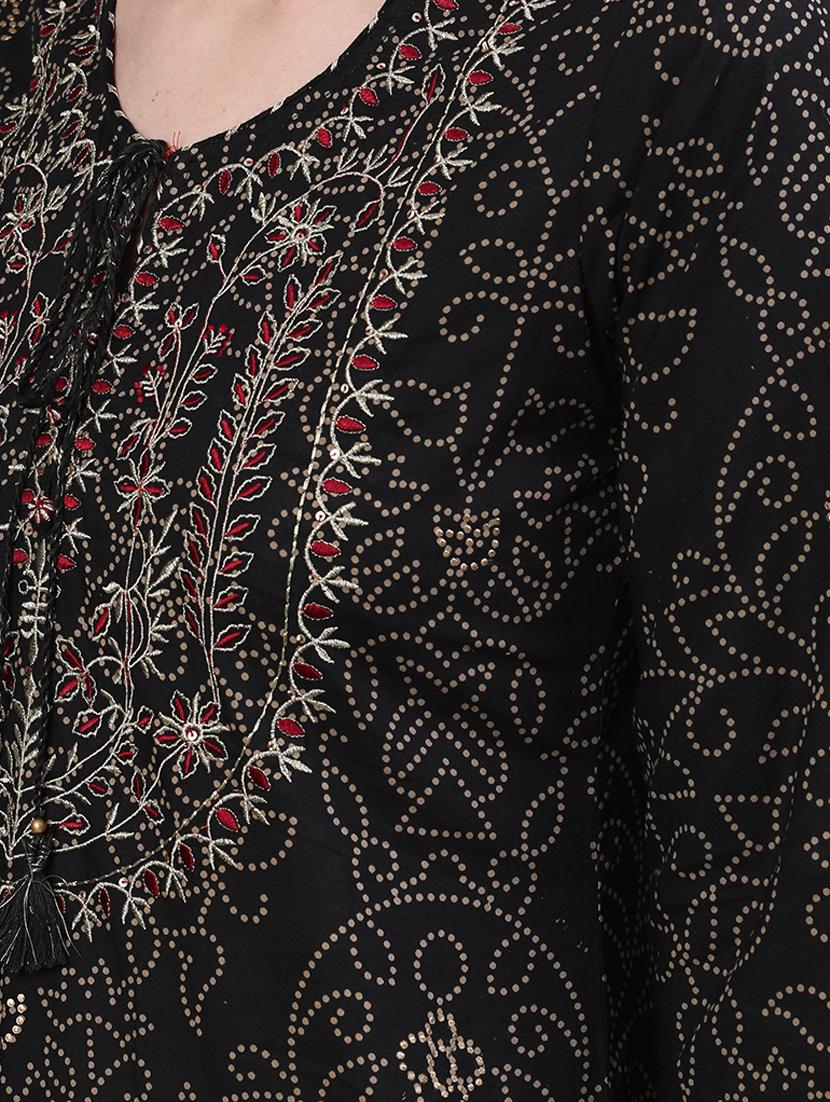 black cotton kurta sharara set - 17691058 - Zoom Image - 4