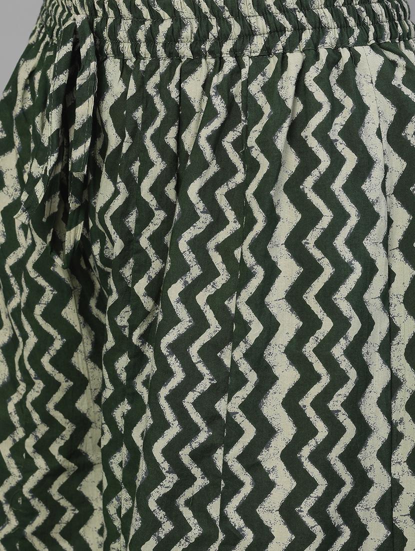 green cotton kurta palazzo set - 17691060 - Zoom Image - 5