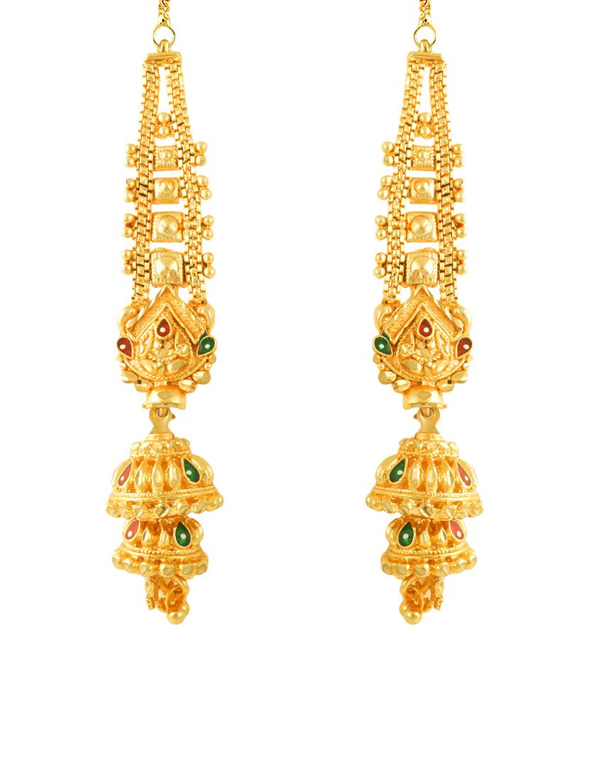 gold brass chandballi earring - 17691090 - Zoom Image - 2