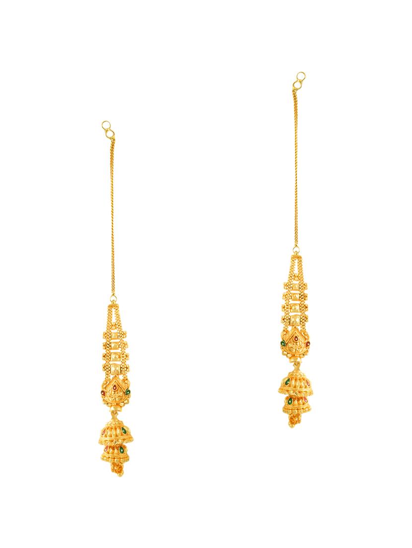 gold brass chandballi earring - 17691090 - Zoom Image - 3
