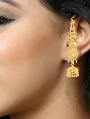gold brass chandballi earring - 17691091 - Standard Image - 3