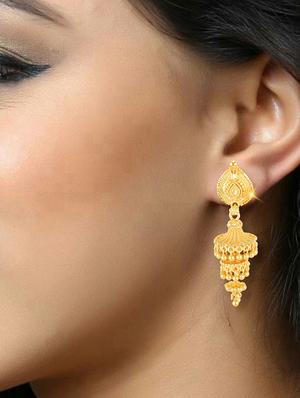gold brass jhumka earring - 17691111 - Standard Image - 4