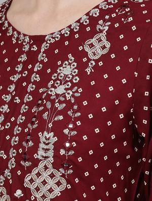 red rayon kurta skirt set - 17691149 - Standard Image - 3