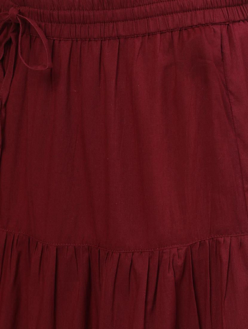 red rayon kurta skirt set - 17691149 - Zoom Image - 4