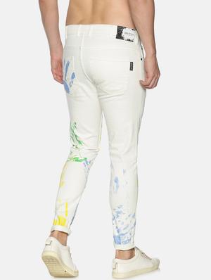 white printed denim jean - 17691373 - Standard Image - 3