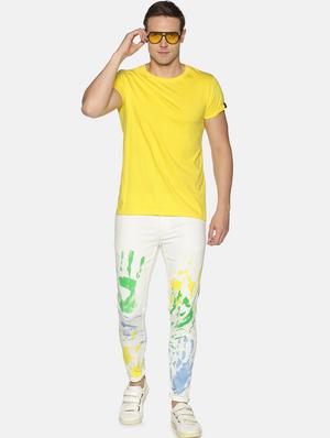 white printed denim jean - 17691373 - Standard Image - 4