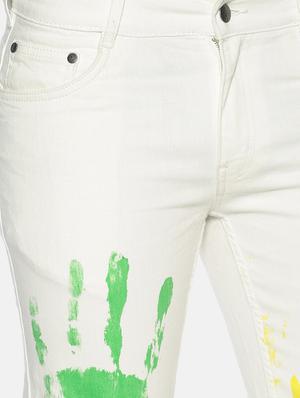 white printed denim jean - 17691373 - Standard Image - 5