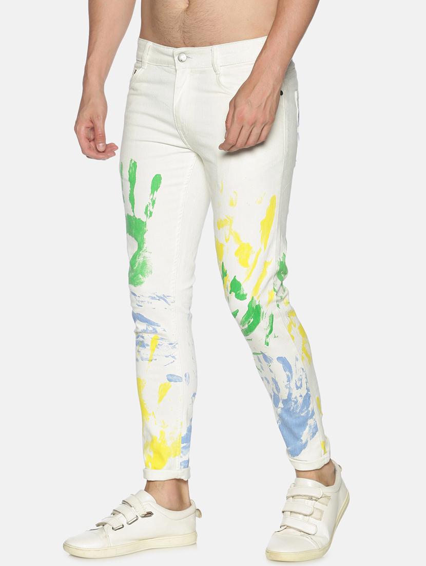 white printed denim jean - 17691373 - Zoom Image - 2