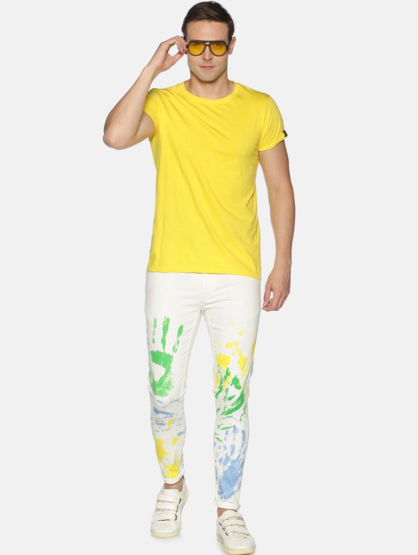 white printed denim jean - 17691373 - Zoom Image - 4