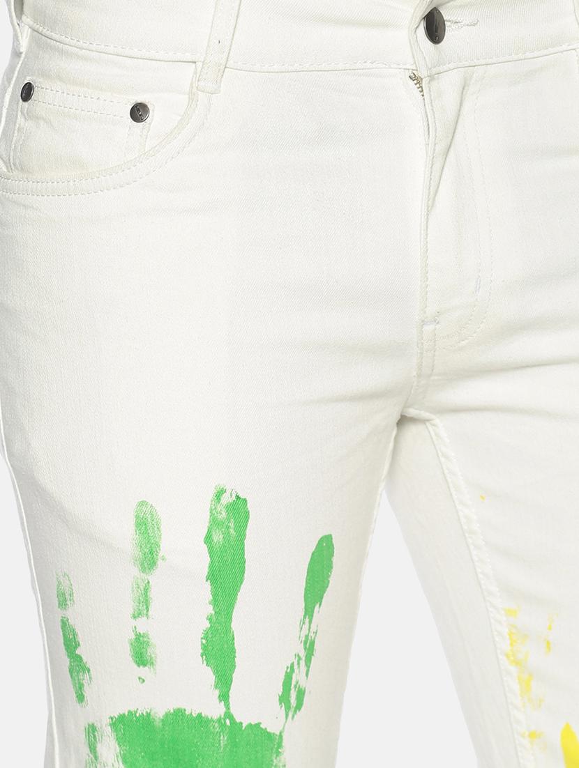 white printed denim jean - 17691373 - Zoom Image - 5