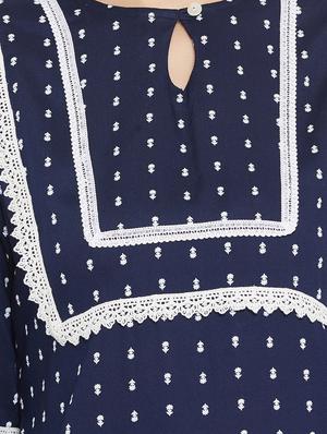 navy rayon kurta palazzo set - 17691391 - Standard Image - 4