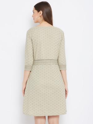 lace detail schiffli a-line dress - 17691394 - Standard Image - 3