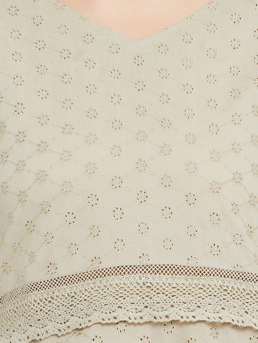 lace detail schiffli a-line dress - 17691394 - Zoom Image - 5
