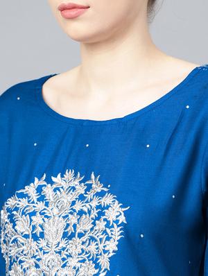 blue rayon kurta palazzo set - 17691518 - Standard Image - 4