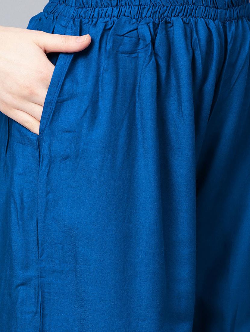 blue rayon kurta palazzo set - 17691518 - Zoom Image - 5