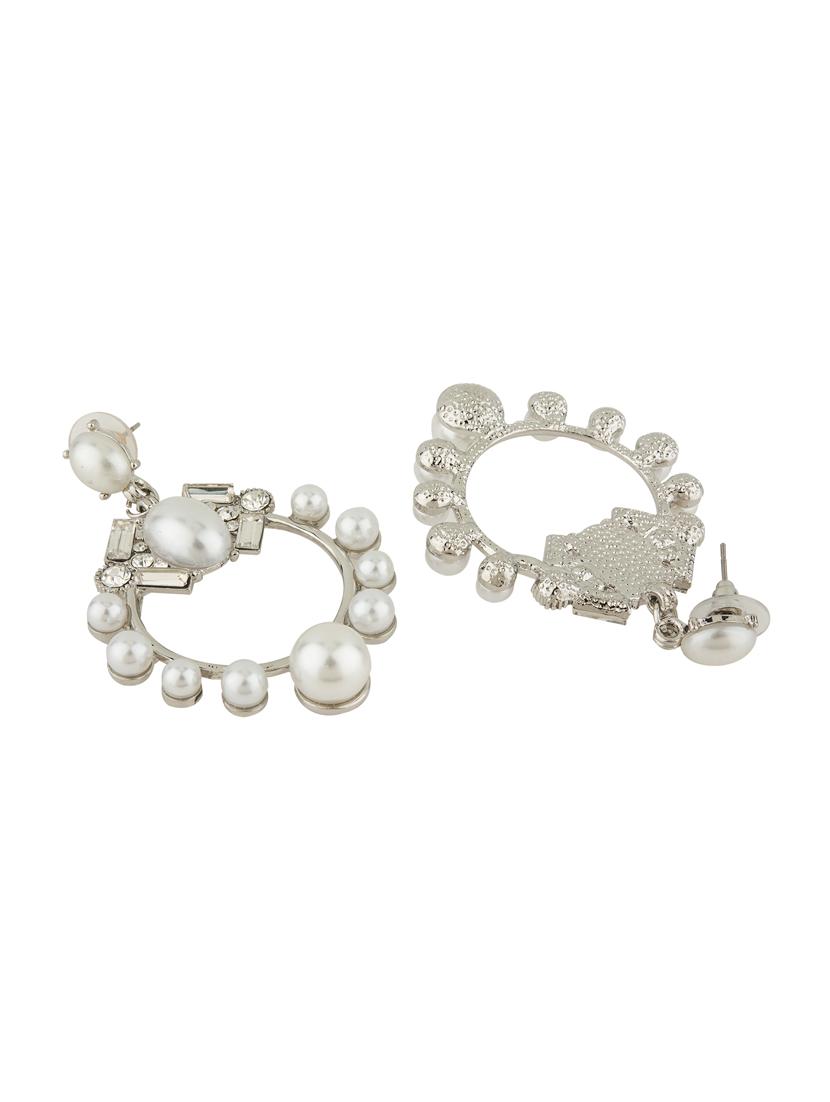 silver metal drop earring - 17691589 - Zoom Image - 3