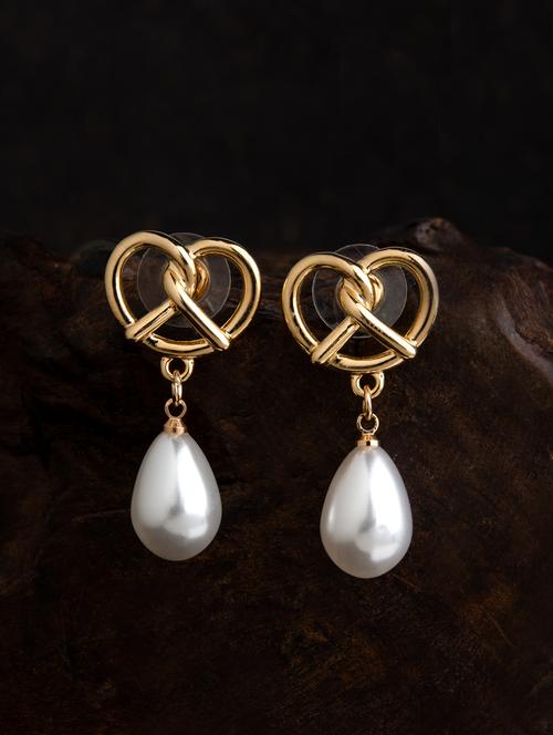 gold metal drop earring - 17691592 - Standard Image - 1
