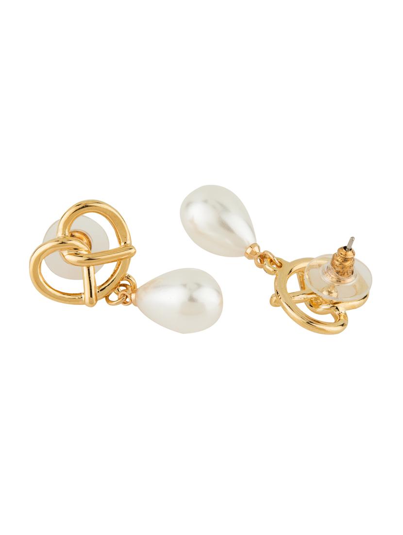gold metal drop earring - 17691592 - Zoom Image - 3