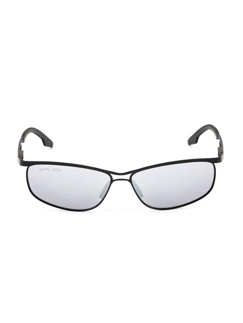 royal son men wrap around polarized uv protection sunglasses silver mirrored lens - 17691599 - Zoom Image - 1