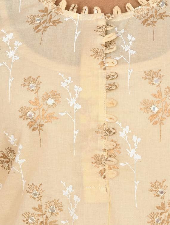 offwhite cotton kurta pant set - 17691717 - Zoom Image - 4