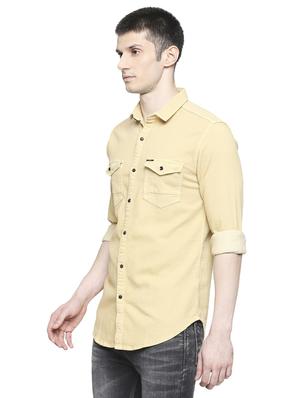 beige solid casual shirt - 17691738 - Standard Image - 2