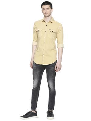 beige solid casual shirt - 17691738 - Standard Image - 4